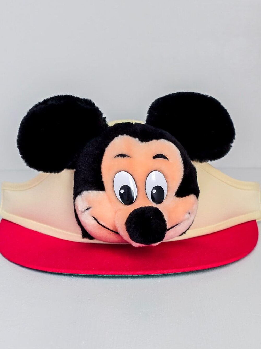 Vintage 1970s Disney Mickey Mouse Plush Visor Hat Made in Korea Adjustable